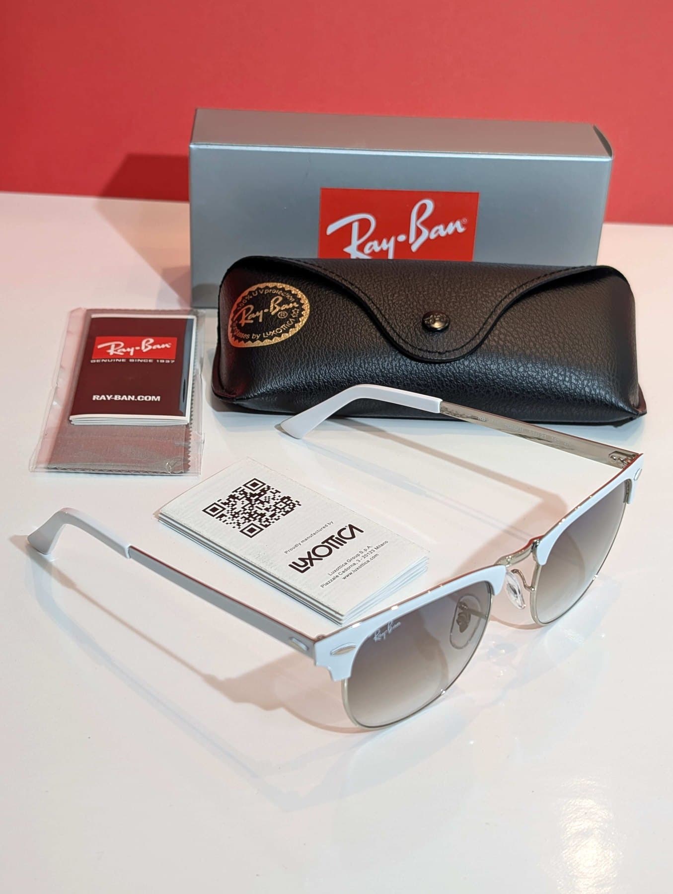 Ray-Ban Clubmaster Metal RB3716 Blanco, foto 3
